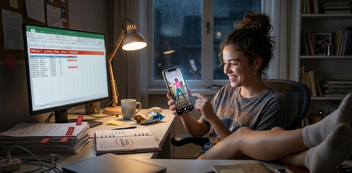 Girl Avoiding Task by Watching Reels